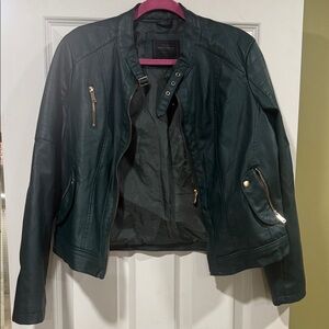 Miss London Dark Green Leather Jacket